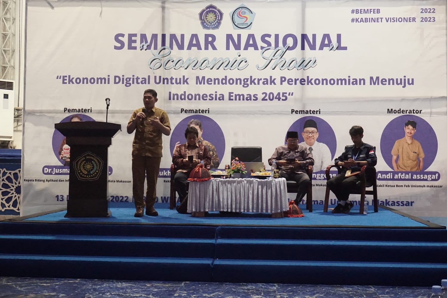 Hadiri Seminar Nasional, Kabid Aptika Kominfo Makassar Bawakan Materi Ekonomi Digital Di Kampus Unismuh